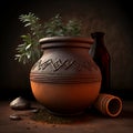 Water Clay Pot Illustration. African culture of clay pot Royalty Free Stock Photo