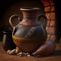 Water Clay Pot Illustration. African culture of clay pot Royalty Free Stock Photo