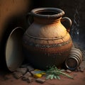 Water Clay Pot Illustration. African culture of clay pot Royalty Free Stock Photo