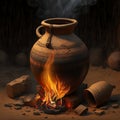 Water Clay Pot Illustration. African culture of clay pot Royalty Free Stock Photo