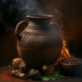 Water Clay Pot Illustration. African culture of clay pot Royalty Free Stock Photo