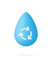 3D Water drop with arrows around. Recycle or reuse water. Renew of liquid. Ecology concept