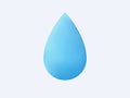 3d water drop isolated. Pure blue liquid teardrop shape transparent freshness.