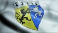 3D Waved France Coat of Arms Department Flag of Finistere