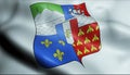 3D Waved France Coat of Arms Department Flag of Reunion