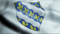 3D Waved France Coat of Arms Department Flag of Yvelines