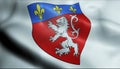 3D Waved France Coat of Arms Flag of Lyon