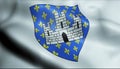3D Waved France Coat of Arms Flag of Melun