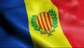 3D Waving Andorra City Flag of Sant Julia de Loria Closeup View