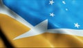 3D Waving Argentina Province Flag of Tierra del Fuego Closeup View