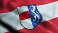 3D Waving Austria City Flag of Sankt Polten Closeup View