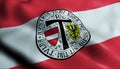 3D Waving Austria City Flag of Tulln an der Donau Closeup View