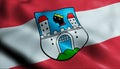 3D Waving Austria City Flag of Waidhofen an der Ybbs Closeup View