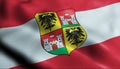 3D Waving Austria City Flag of Wiener Neustadt Closeup View