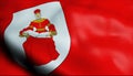 3D Waving Belarus City Flag of Iwye Closeup View