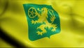 3D Waving Belgium City Flag of Le Roeulx Closeup View