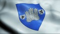 3D Waving Belgium City Flag of Thuin Closeup View