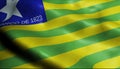 3D Waving Brazil Province Flag of Piaui Closeup View