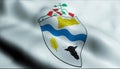 3D Waving Chile county Flag of Rio Bueno Closeup View Royalty Free Stock Photo