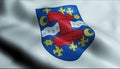 3D Waving Denmark City Flag of Grenaa Closeup View