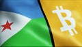 3D Waving Djibouti and Bitcoin Flag