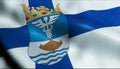 3D Waving Finland City Flag of Jyvaskyla Closeup View