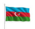 3d waving flag Azerbaijan Isolated on white background