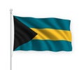 3d waving flag Bahamas Isolated on white background
