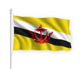 3d waving flag Brunei Isolated on white background