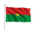 3d waving flag Burkina Faso Isolated on white background