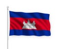 3d waving flag Cambodia Isolated on white background