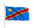 3d waving flag Democratic Republic Congo Isolated on white background