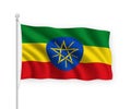 3d waving flag Ethiopia Isolated on white background