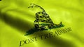 3D Waving Flag of Gadsden flag Closeup View