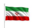 3d waving flag Iran Isolated on white background