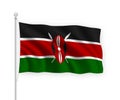 3d waving flag Kenya Isolated on white background