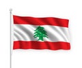 3d waving flag Lebanon Isolated on white background Royalty Free Stock Photo