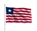 3d waving flag Liberia Isolated on white background