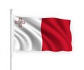 3d waving flag Malta Isolated on white background