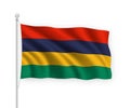 3d waving flag Mauritius Isolated on white background