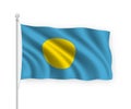 3d waving flag Palau Isolated on white background