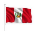 3d waving flag Peru Isolated on white background