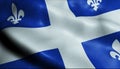 3D Waving Flag of Quebec Province or Territory of Canada Closeup View Royalty Free Stock Photo
