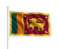 3d Waving Flag Sri Lanka Isolated On White Background