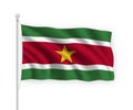 3d waving flag Suriname Isolated on white background