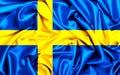 3d waving flag of Sweden on a windy day
