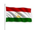 3d waving flag Tajikistan Isolated on white background