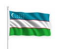 3d waving flag Uzbekistan Isolated on white background