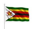 3d waving flag Zimbabwe Isolated on white background