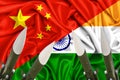 3d waving flags of People Republic of China and India